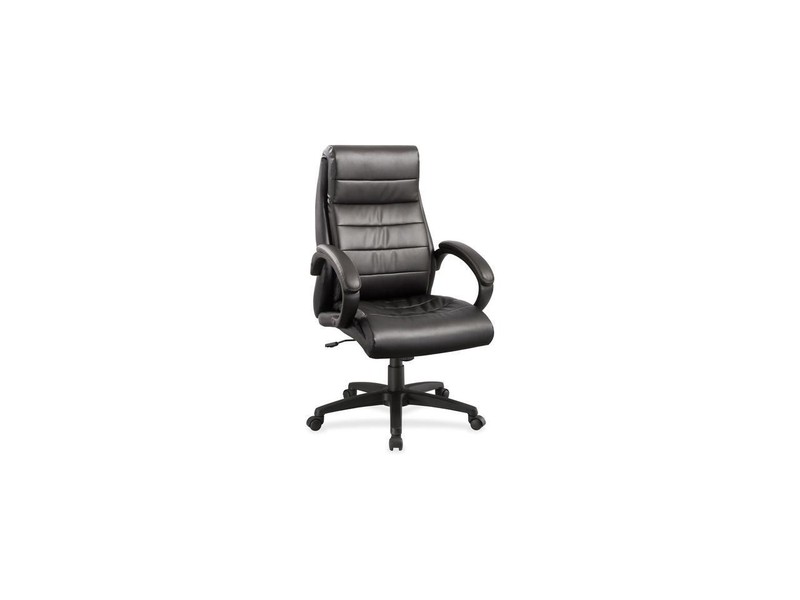 Lorell Leather Hi-Back Chair 27-3/4"x32"x44-1/2" Black 59532 gallery