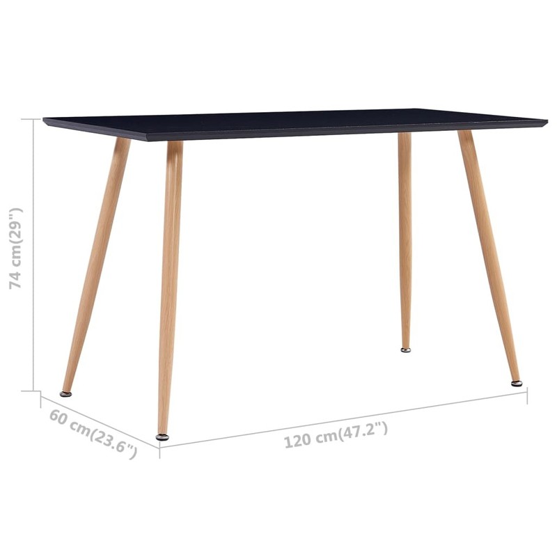 Dining Table Kitchen Table Dining Room Dinner Table Black and Oak MDF vidaXL gallery