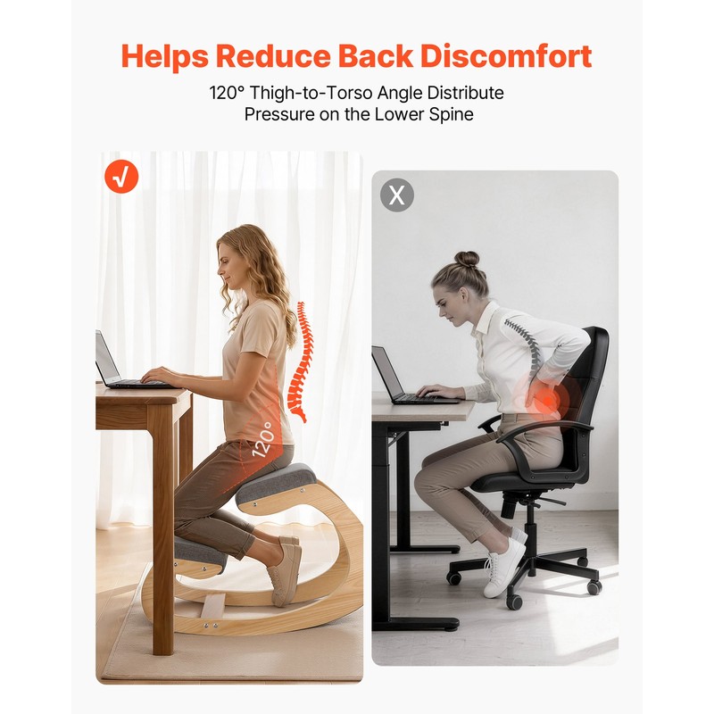 Uimoso Ergonomic Kneeling Chair with Adjustable Height and Comfortable Cushions gallery
