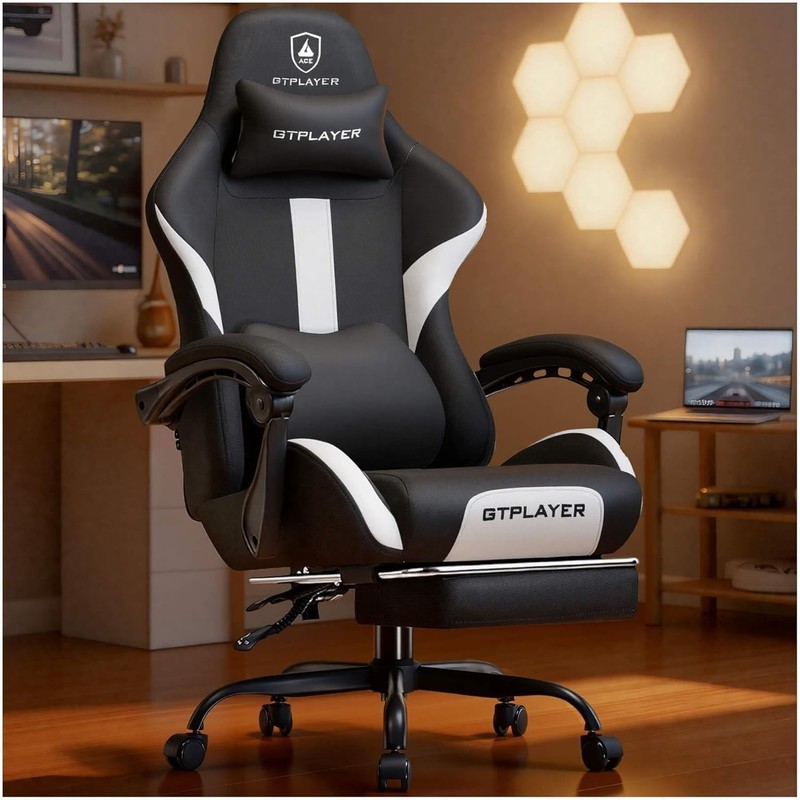 GTPLAYER Gaming Chair Footrest Pocket Spring Cushion Black