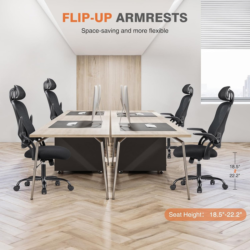 Office Computer Desk Chair, Ergonomic High-Back Mesh Rolling Work Chairs with Wh gallery