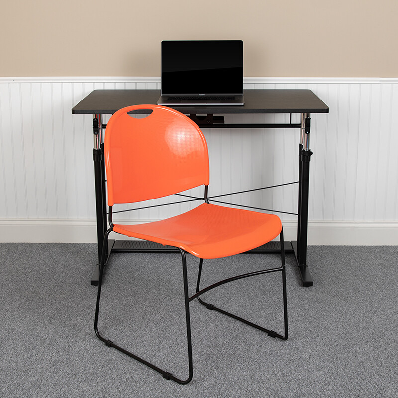 Heavy Duty Orange Stack Office Chair with Sled Metal Base - Waiting Room Chair gallery