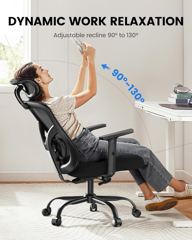 Ergonomic Office Chair with Padded Lumbar Support, 2D Headrest, Adjustable Armre gallery