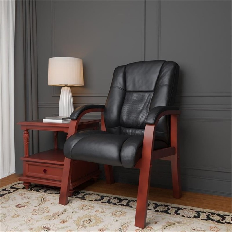 Scranton & Co Mid Back CaressoftPlus Guest Chair with Cherry Wood Finish gallery