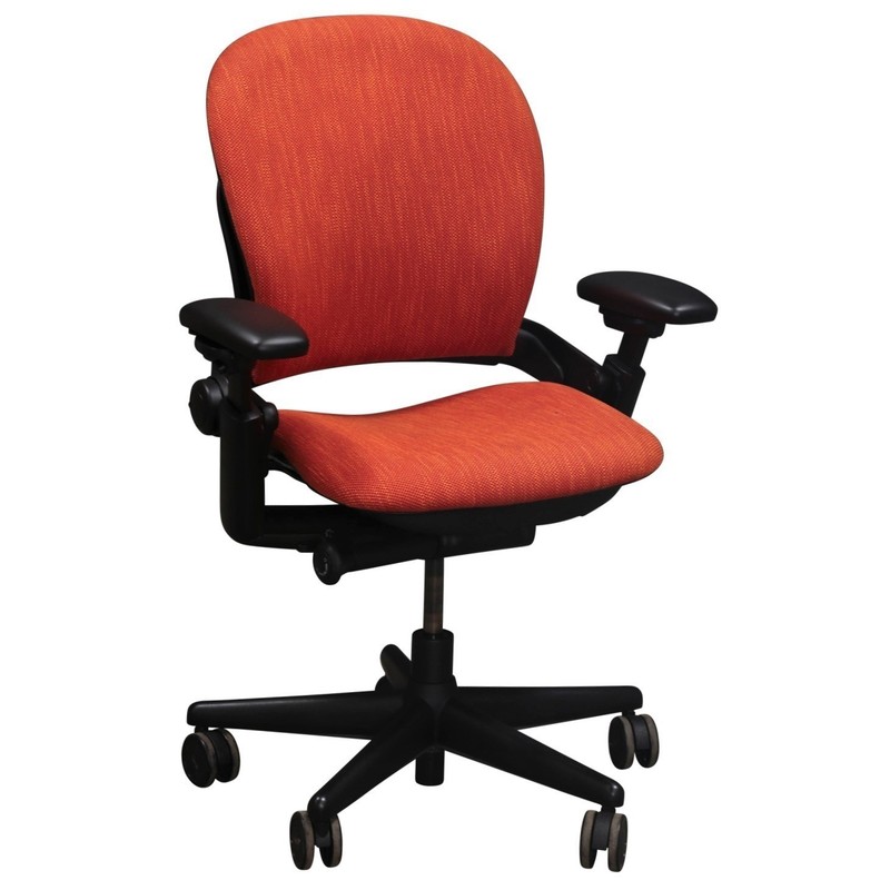 Steelcase Leap V1 Office Chair Orange Fabric Black Frame Adjustable Ergonomic