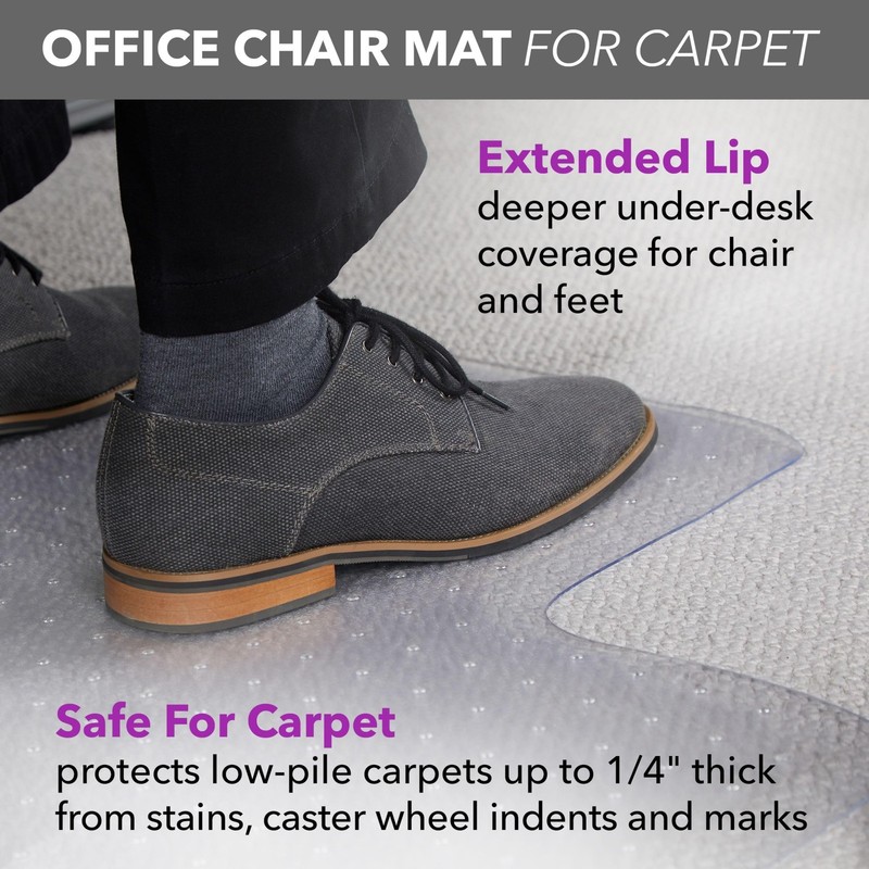 Office Chair Mat for Carpet, Clear Desk Mat with Extended Lip for Rolling Com... gallery