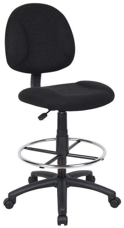 Bowery Hill Contemporary Fabric Drafting Stool with Loop Arms in Gray