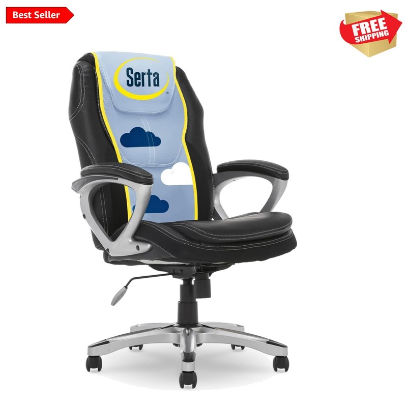 Amplify Executive Office Chair with Faux Leather and Mesh, Adjustable Ergonom...