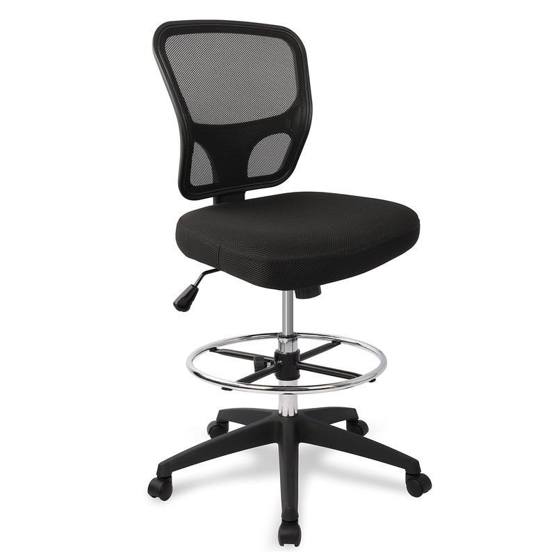 Armless Drafting Chair Tall Office Chair Adjustable Height High Back Ergonomi...