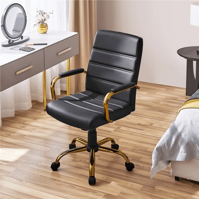 PU Leather Desk Chair Swivel Height Adjustable Office Computer Seat