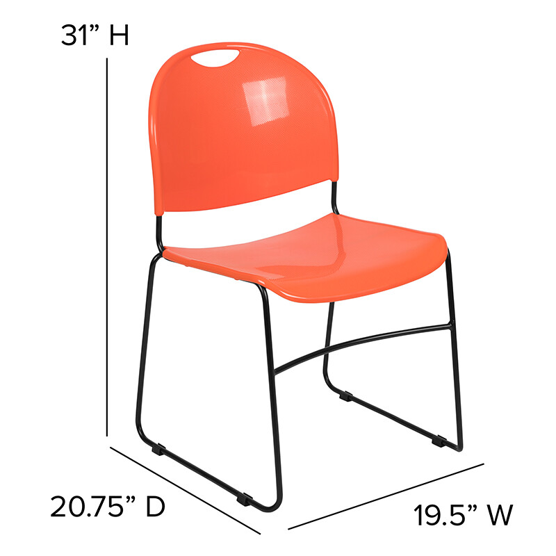 Heavy Duty Orange Stack Office Chair with Sled Metal Base - Waiting Room Chair gallery