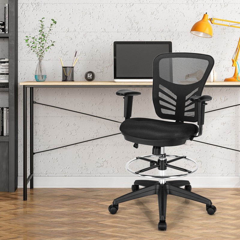Mesh Drafting Chair Office Chair with Adjustable Armrests & Foot-Ring gallery