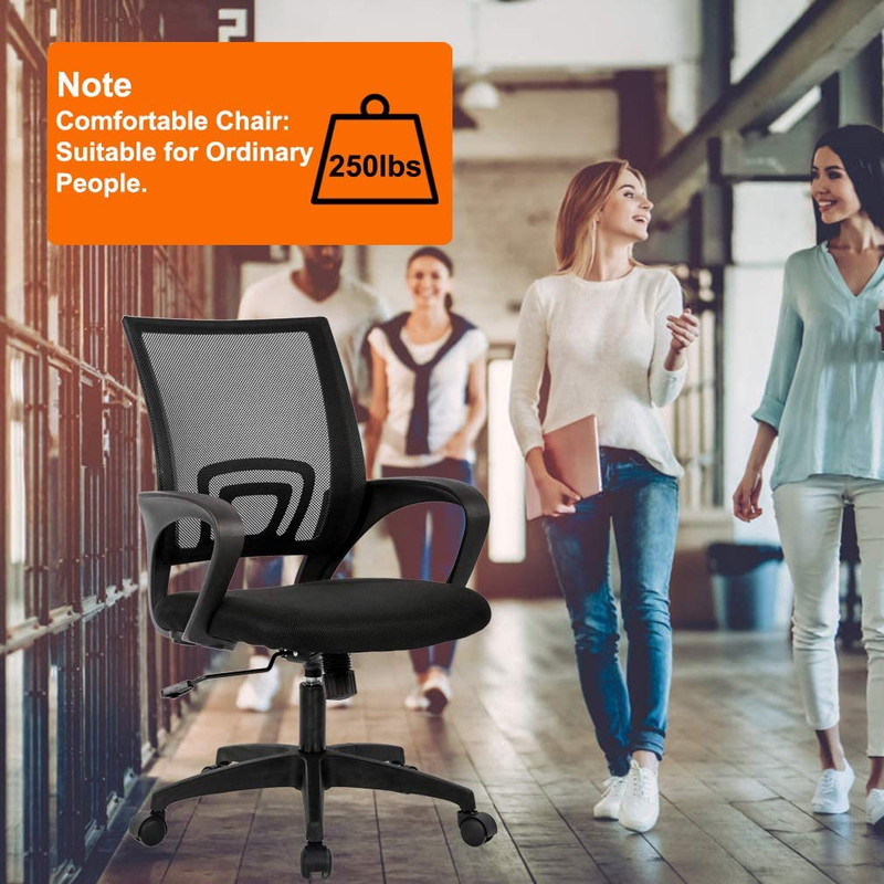 | Ergonomic Office Chair | Mid-Back Swivel Desk Chair | Breathable Backrest & Lu gallery