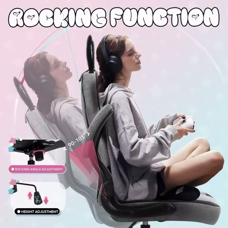 Zenpai Bunny Anime Ergonomic Gaming Chair Adjustable Headrest, & Padded Armrests gallery