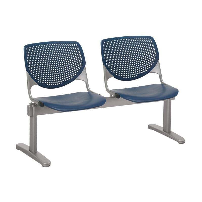 Pemberly Row Modern 2 Seats Reception Bench – Navy Seats & Back
