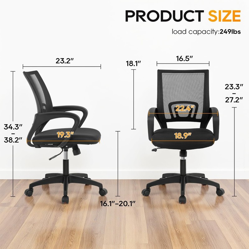BestOffice|Ergonomic Office Chair|Mid-Back Swivel Desk Chair|Breathable Backrest gallery