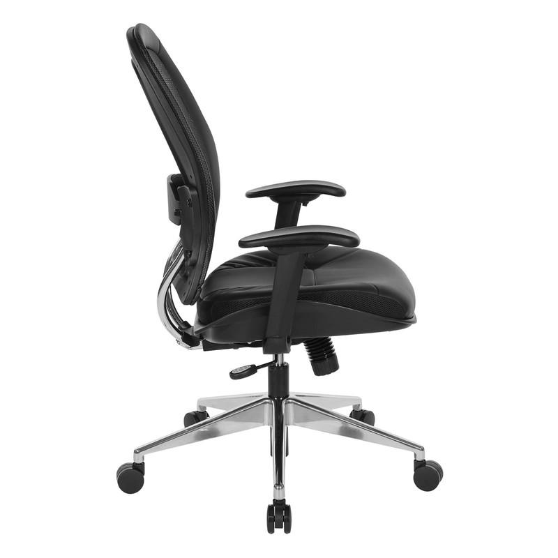 Air Grid Black Back Office Chair with Bonded Leather Seat gallery