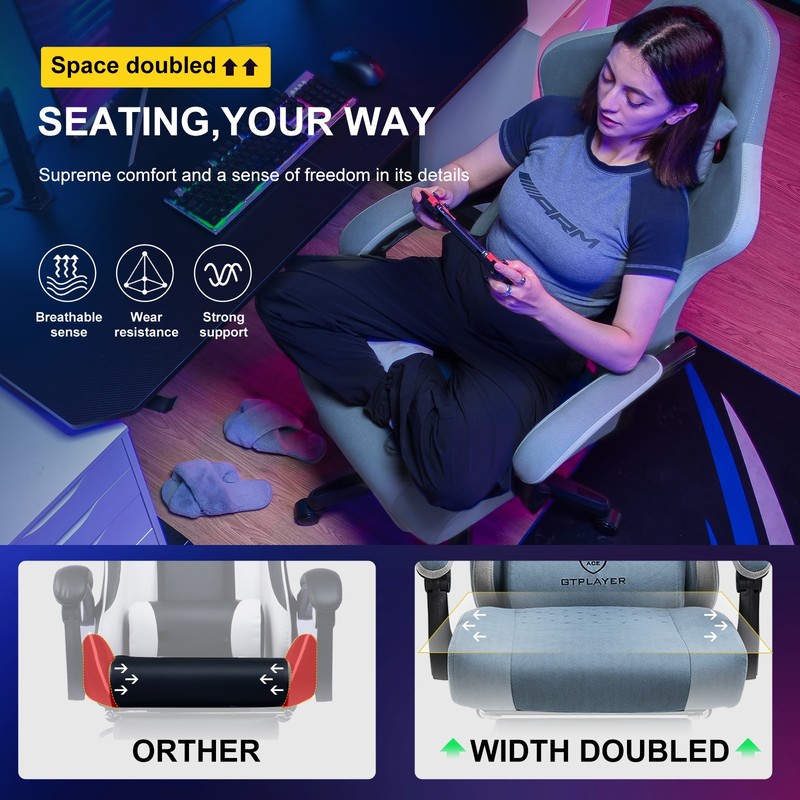 GTPLAYER Gaming Chair with Pocket Spring Cushion, Linkage Armrests & Footrest, E gallery