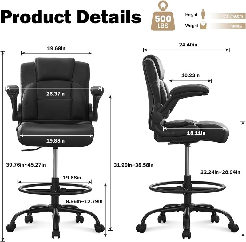Ergonomic Drafting Chair,Tall Office Chair Standing Desk gallery