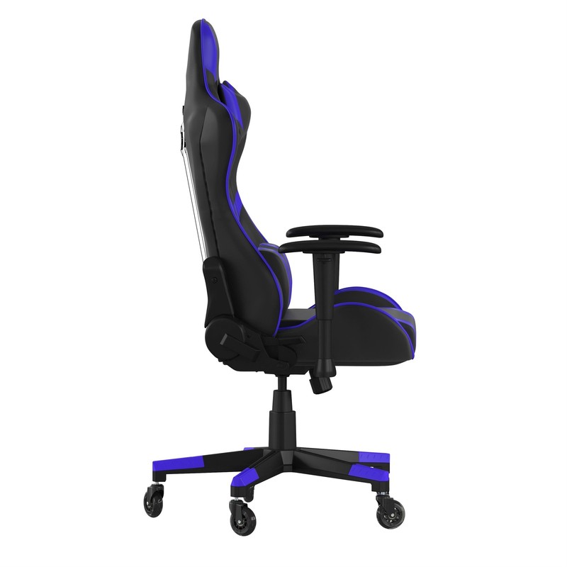 Office Gaming Chair with Roller Wheels & Reclining Back - Blue LeatherSoft gallery