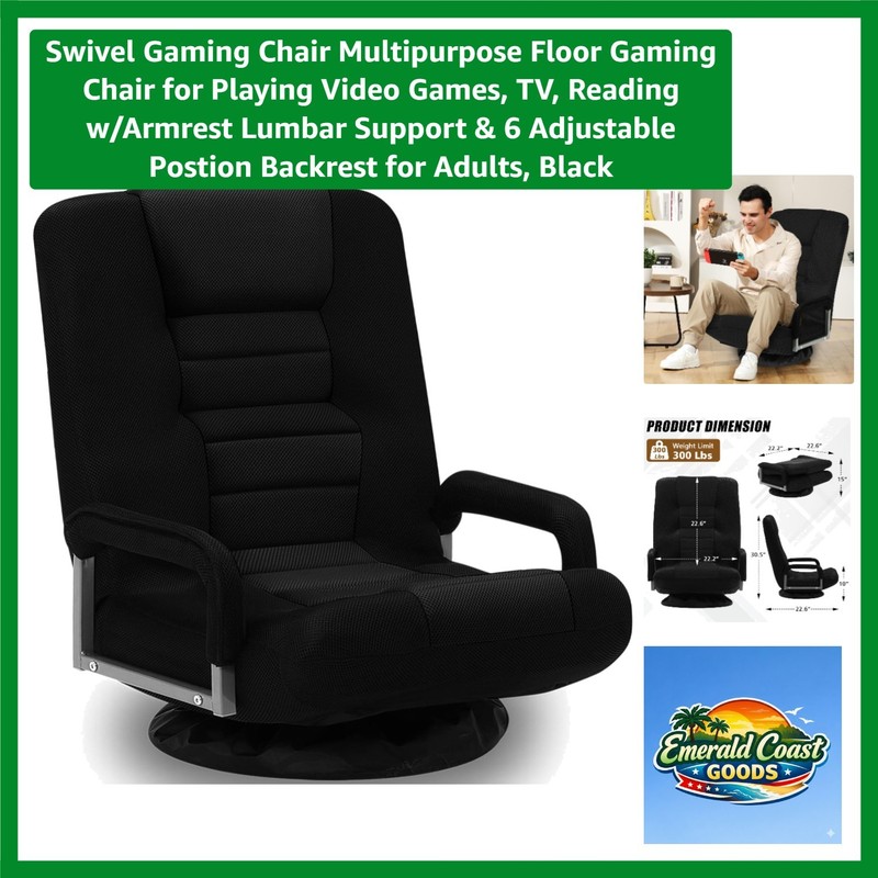 Elegant Floor Gaming Chair with 6 Reclining Positions – Comfort & Style Combined