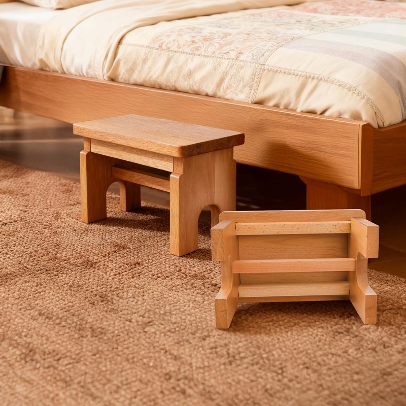 Covzoe Wood Step Stool, 7.5 Inch Small Non-Slip 11"L x 7.1"W x 7.5"H, Nature gallery