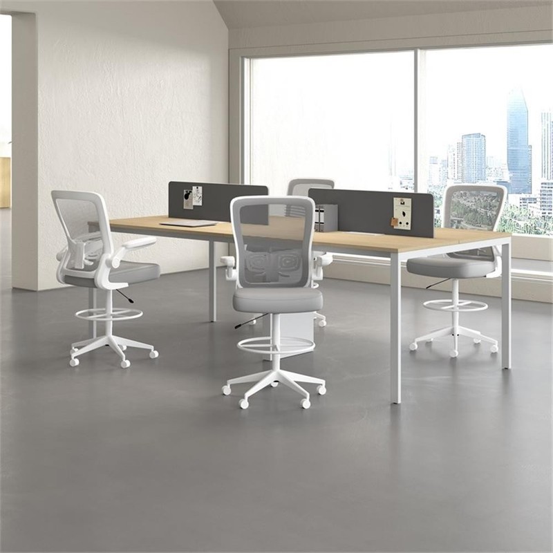 Pemberly Row Modern / Contemporary Flip Arm Nylon Mesh Stool in Gray gallery