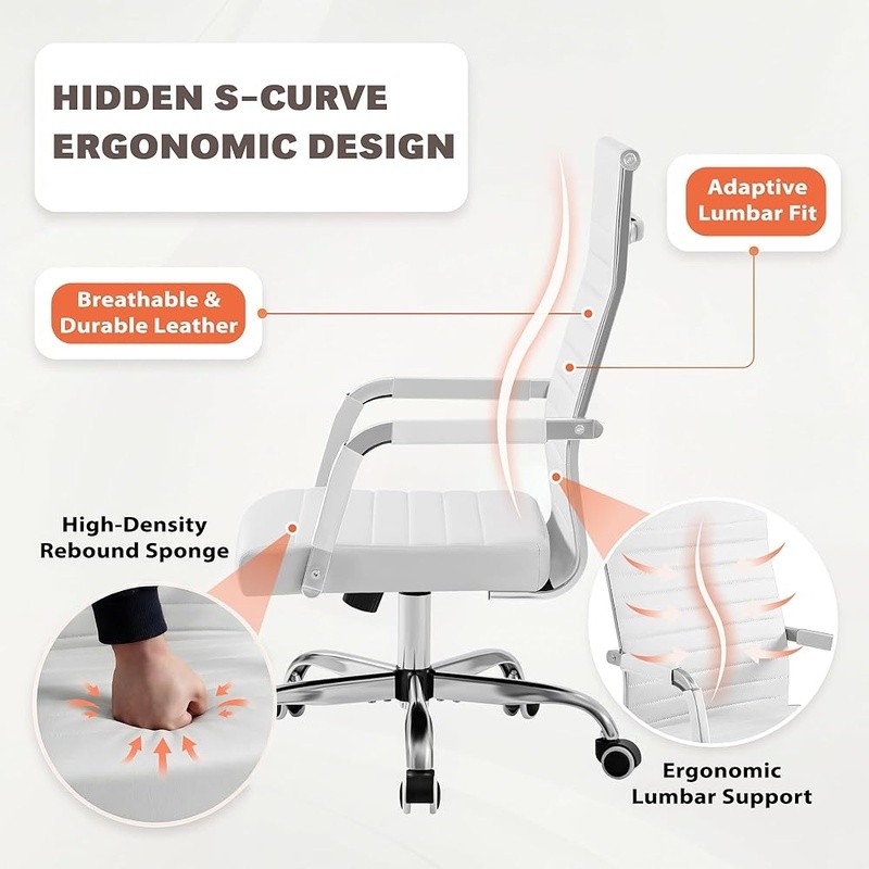 Ergonomic Executive Desk Chair Adjustable Height PU Leather Rolling Wheels New gallery