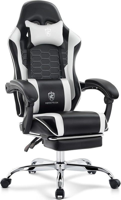 Gaming Chair Computer Office Chair with Footrest Massage Lumbar Support and Gel