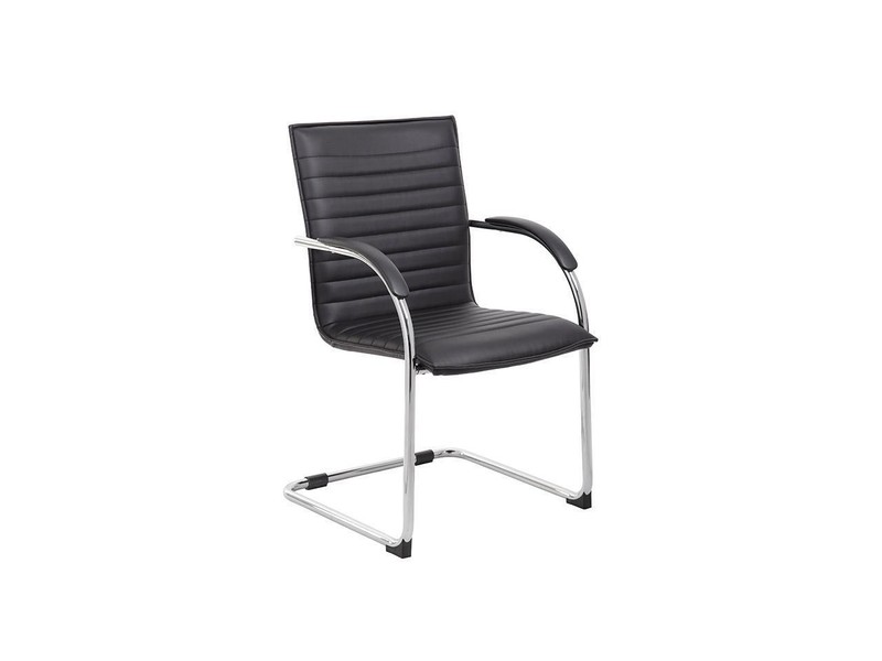 Boss Chrome Frame, Black Vinyl Side Chair, 2 pack