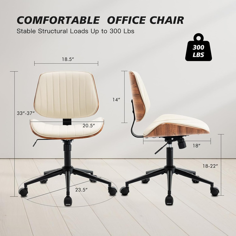 Ergonomic Armless Swivel Desk Chair with Adjustable Height and Modern Design - B gallery