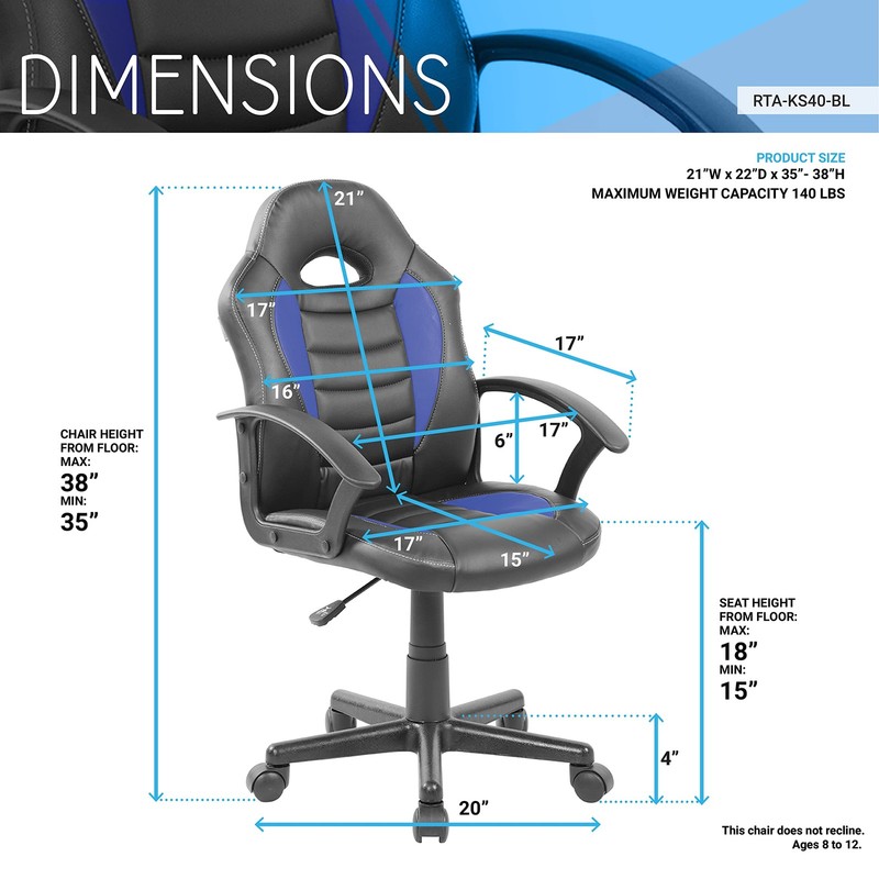 Techni Mobili Kids Gaming and Student Racer Chair with Wheels, Resemblance o... gallery