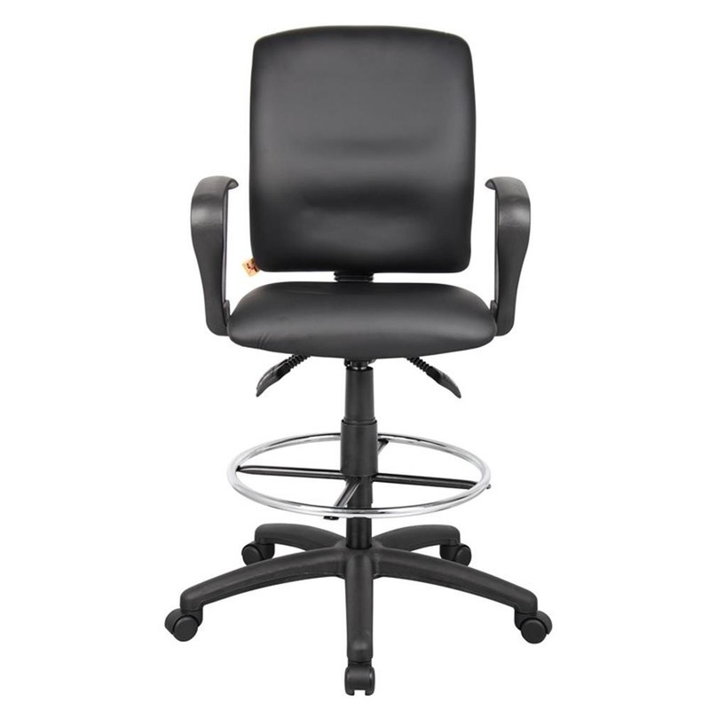 Scranton & Co LeatherPlus Drafting Stool with Loop Arms and Footring in Black gallery