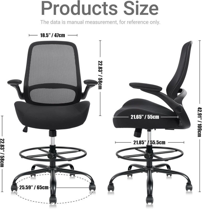 400Lbs Big and Tall Heavy Duty Drafting Chair 5" Thickened Seat Tall Office Chai gallery