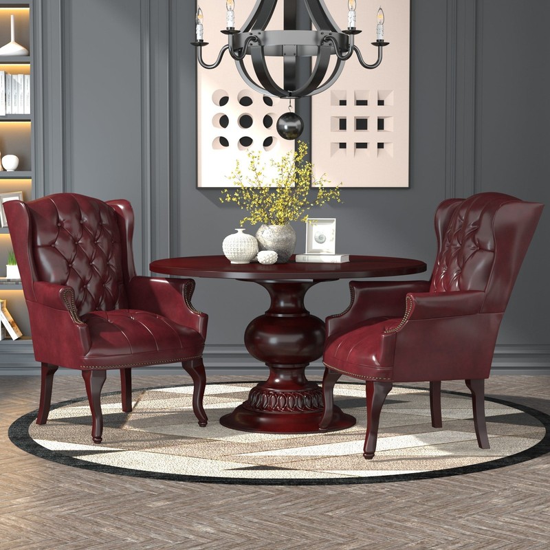 Boss Wingback Traditional Guest Chair In Burgundy MODEL # B809-BY gallery