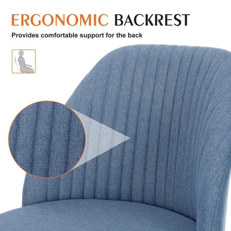 Armless Vanity Chair, Cute Comfy Home Office Desk Chair with Wheels, Modern U... gallery