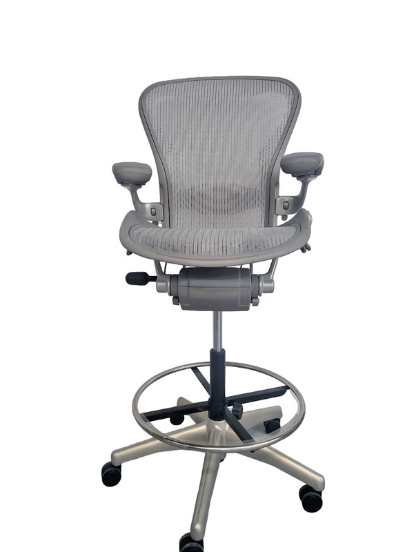 Aeron Stool Classic Size B Titanium Gray -Aftermarket Stool Ring and Cylinder