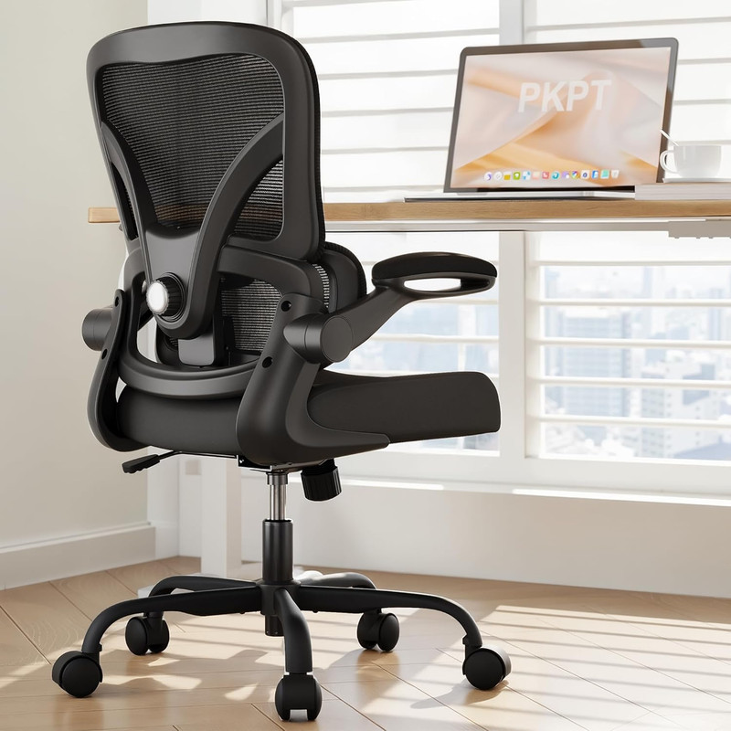 Ergonomic Office Chair with Adjustable Lumbar Support & Flip-Up Armrests
