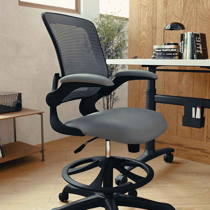 Kale Mid-Back Swivel Office Chair with Height Adjustable Foot Ring and Lumbar Su gallery