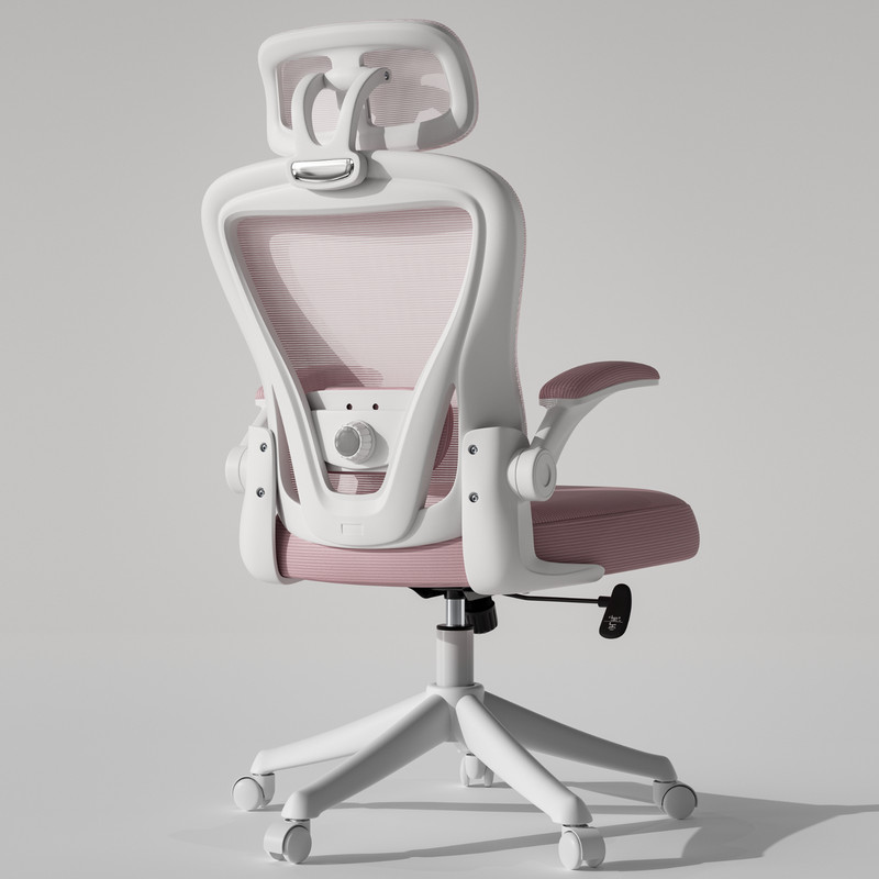 Ergonomic Office Chair with Lumbar Support Flip-Up Mesh Computer Chair Pink