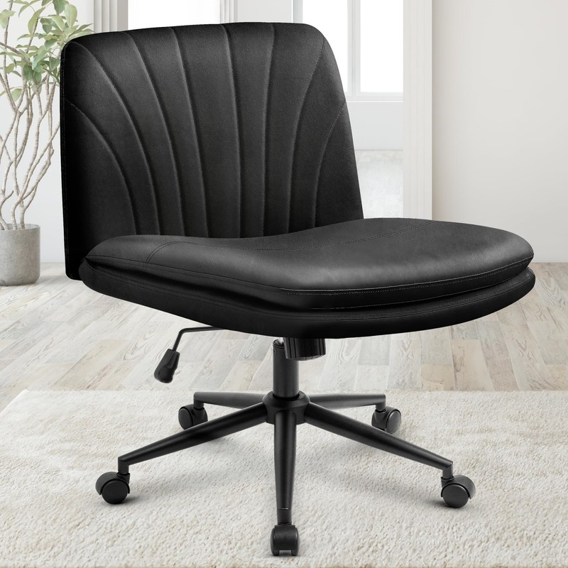 Orange Factory Criss Cross Chair with Wheels Comfy Wide Vanity Desk Chair Dua…