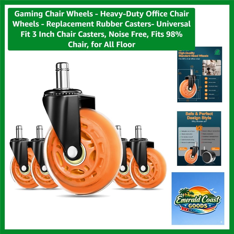 Durable Heavy-Duty Office Chair Casters - Noise-Free Rolling for All Floors