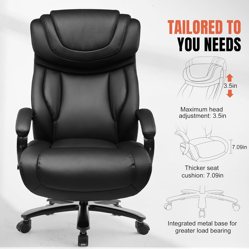 Big and Tall Office Chair 650Lbs Ergonomic Computer Chair 6 Gear Adjustable Head gallery
