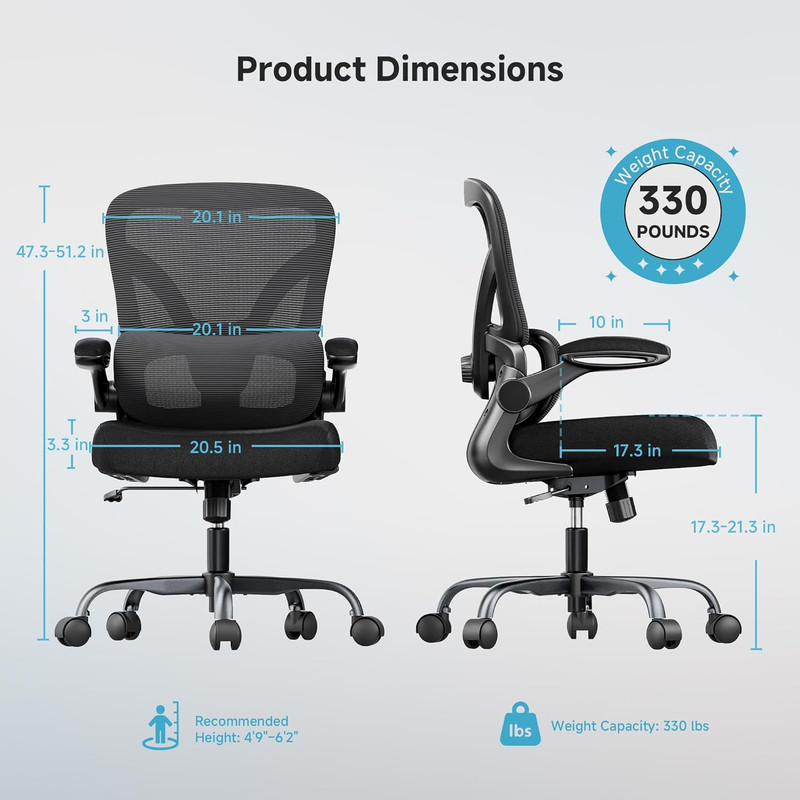 Ergonomic Office Chair with Adjustable Lumbar Support & Flip-Up Armrests gallery