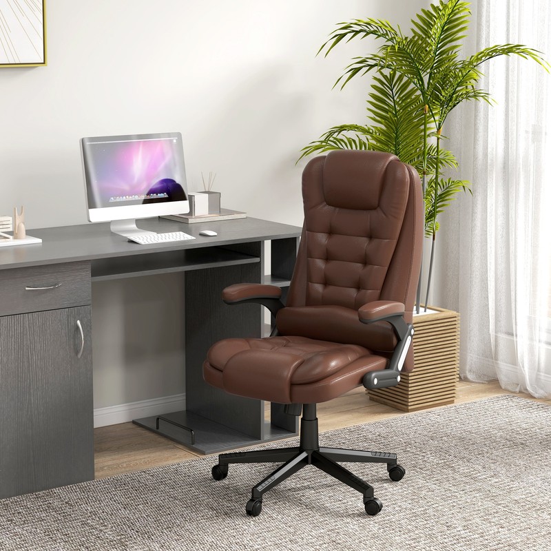 High-Back Vibration Massage Chair, Heating Office Chair, Brown