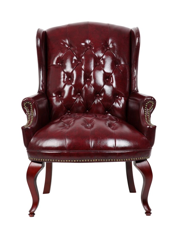 Boss Wingback Traditional Guest Chair In Burgundy MODEL # B809-BY gallery