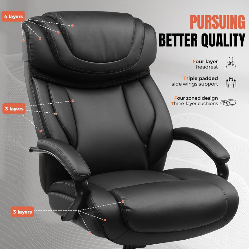 Big and Tall Office Chair 650Lbs Ergonomic Computer Chair 6 Gear Adjustable Head gallery