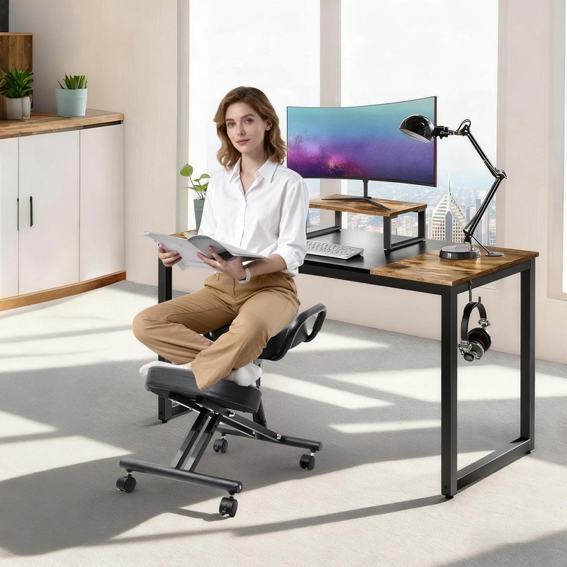 Ergonomic Kneeling Chair Adjustable Stool Upright Back Postures Home Office gallery