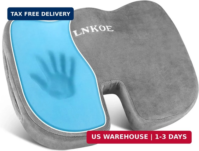 Gel Seat Cushion Extra Thick for Office Wheelchair Car Chair Long Sitting Black