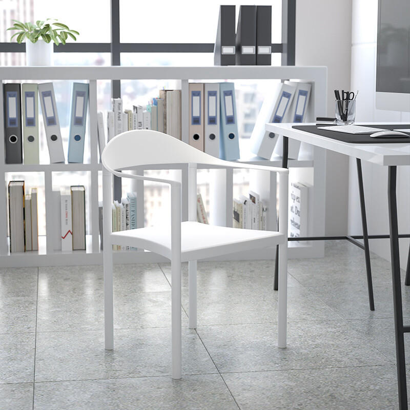 Heavy Duty White Plastic Cafe Stack Chair - Waiting Room Chair - Office Chair gallery